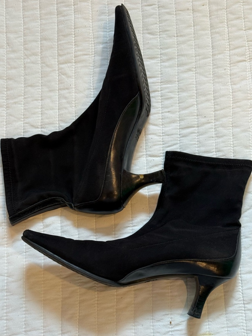 Circa Joan & David Black Stretch Ankle Bootie Heels Size 8